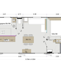 Mobile Home Embruns 2 Chambres Camping Les Pins Oleron Plan