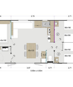 Mobile Home Sirene 3 Bedrooms Plan Camping Pins Oleron